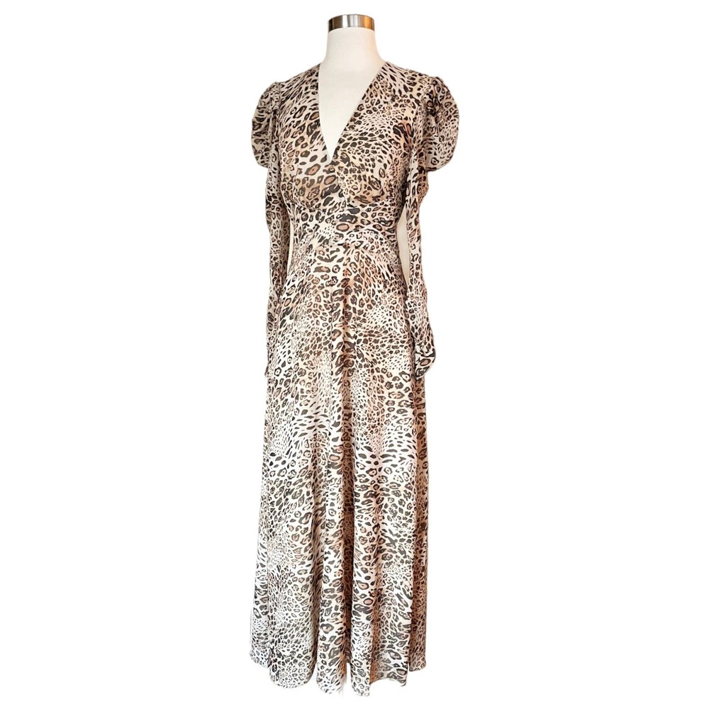 RONNY KOBO Bernadette Dress Animal Print Designer Airy Long Sleeves Maxi Medium - Picture 13 of 13